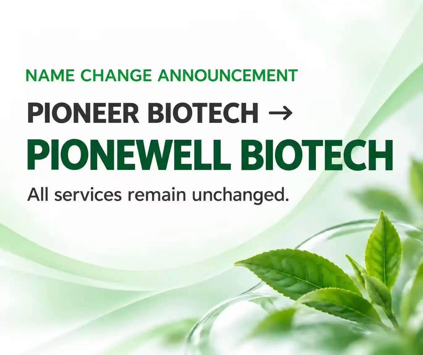 PIONEER BIOTECH Announces Name Change to PIONEWELL BIOTECH